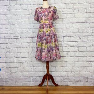 SixDo by Do Manh Cuong Pink Organza Floral Knee-Length Dress